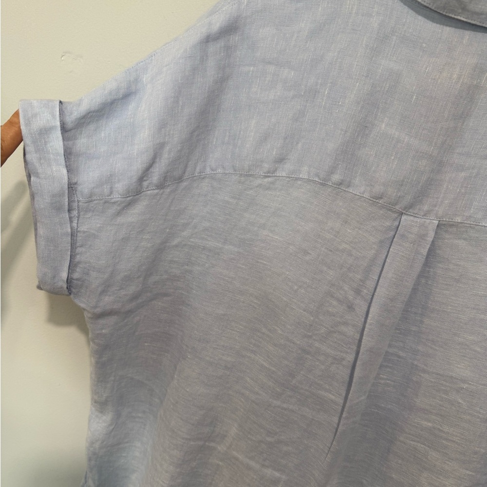 RACHEL Rachel Roy Sky Blue Linen Shirt - Picture 6 of 7